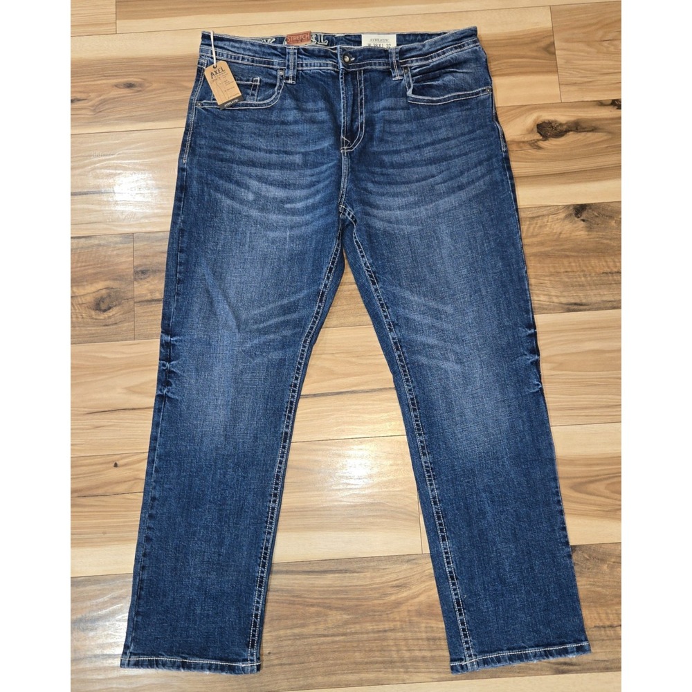 TK‎ Axel Denim Jeans Mens Medium Wash Size 38x32 Athletic Fit Tapered Leg NWT